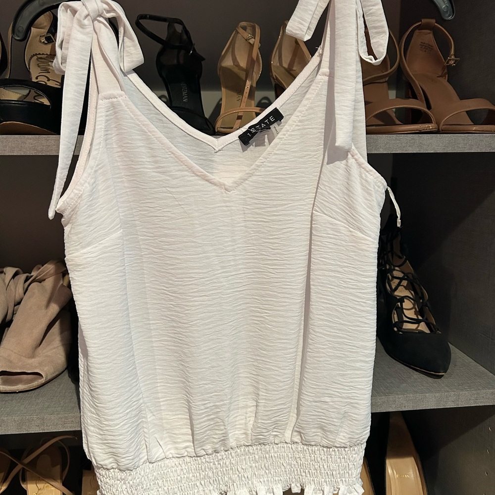 1. State Cream Tie Front Ribbed Tank Top